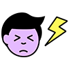 Icon of a face, showing discomfort