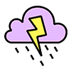 Icon of a purple cloud with a yellow lightning
