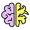 Icon of a brain split into two different halves