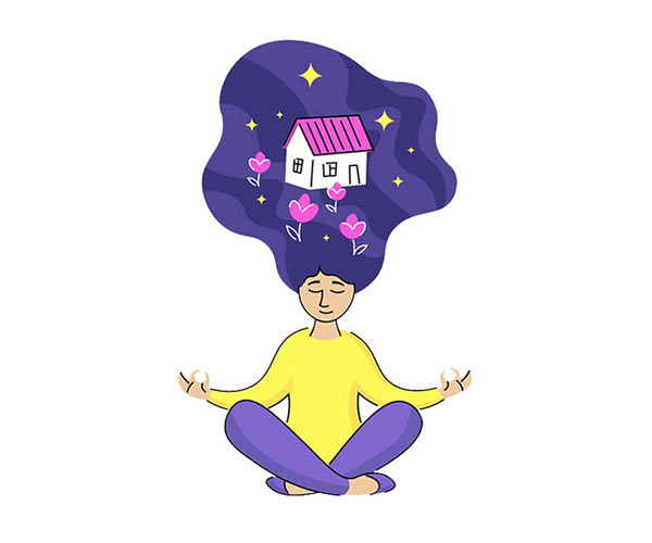 Illustration of a person meditating in a seated position, symbolizing inner peace and love