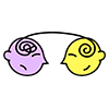 Icon of two faces connected together, which represent cognitive transformation